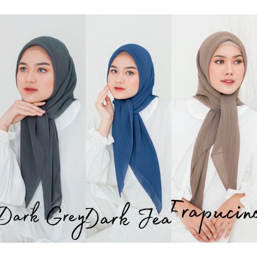 Hijab Segiempat Bella Plisket Lidi - Kerudung segi empat plisket