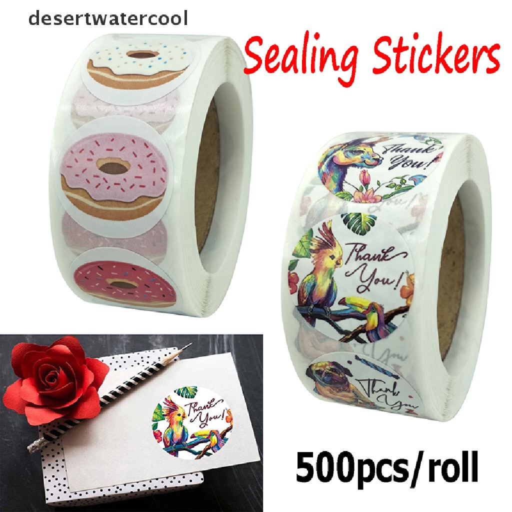 Deid 500pcs / Set Stiker Label Motif Tulisan Thank You Untuk Segel Kotak Hadiah