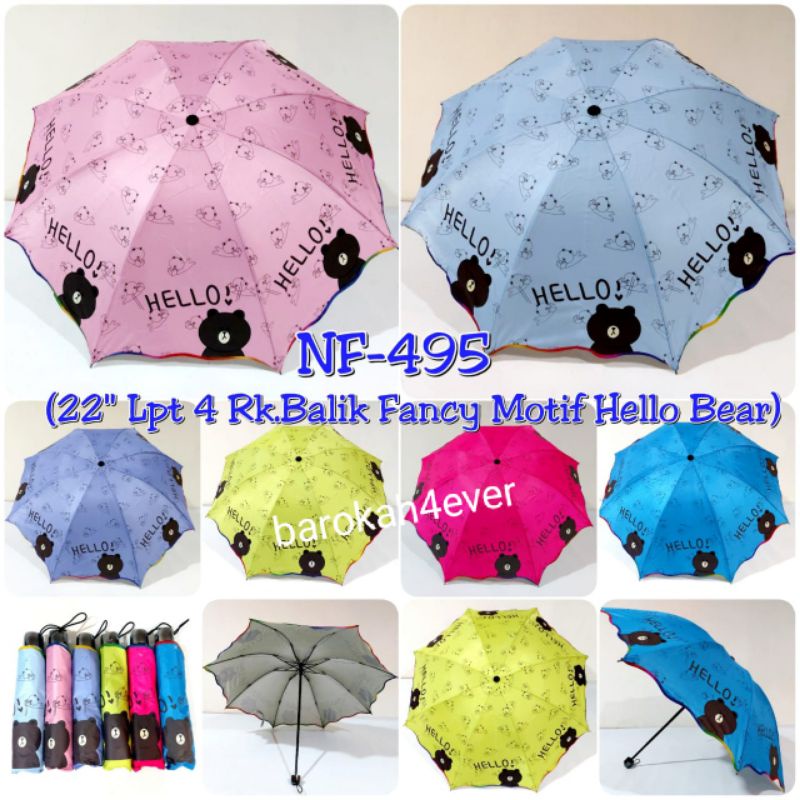Payung Lipat NAGOYA Motif HELLO PANDA NF-495