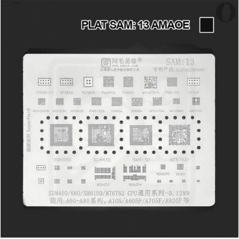 plat bga cetak ic stencil amaoe amoe sam13 sam 13 cpu power ic samsung a60 a90 a10s a70 a920 sdm660 sdm450 sm6150 mt6762v