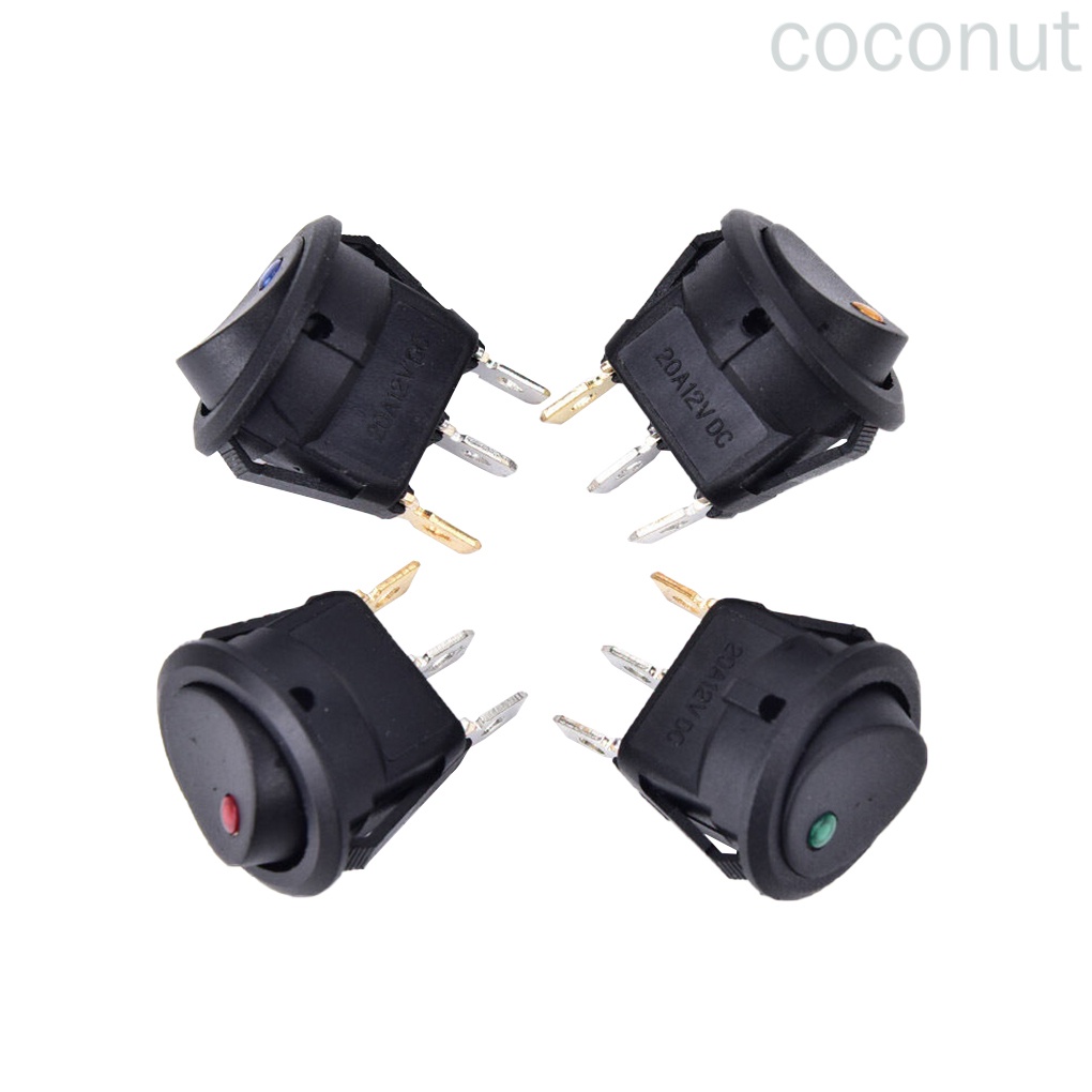 (Coco) 4pcs / Tas Saklar Rocker Switch On / Off 12v Bentuk Bulat 2 Pin Dengan Lampu Led Untuk Mobil / Perahu