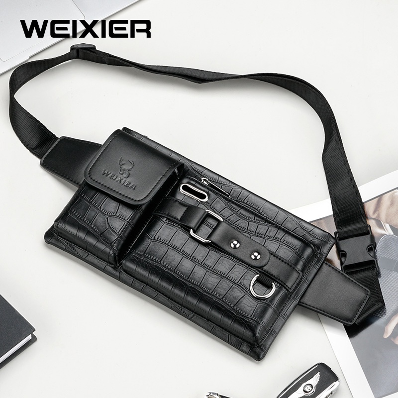 WEIXIER YB9557 Tas Selempang Pria Kulit Waistbag Anti Air WK-SBY