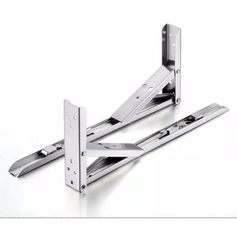 Engsel Lipat Engsel Siku Bracket Engsel Folding Stainless Steel Max Load 65kg 8 Inch 2 Pcs - Jm007