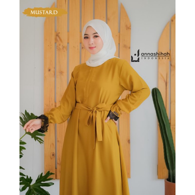 GAMIS YORIS TANGAN RENDA RUMAYYA DRESS EXSLUSIVE  ORIGINAL ANNASIHAH/COD/abaya renda hitam