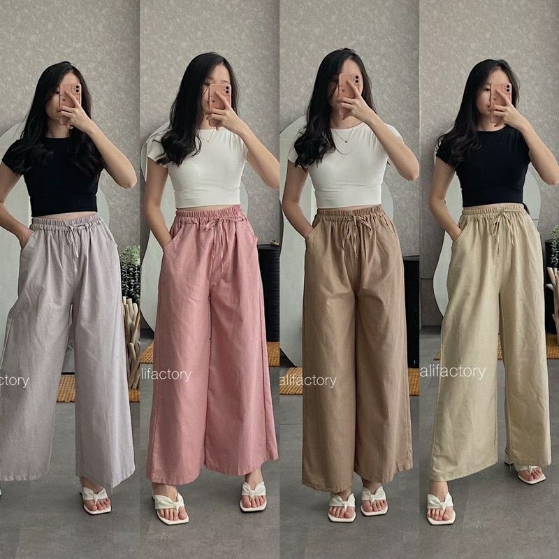 kulot linen highwaist korea/kulot style/kulot linen/celana wanita/celana panjang/korean style/pakaia
