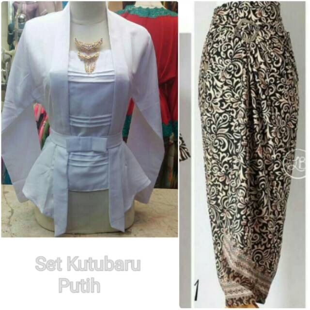 Kebaya Modern Setelan Kutu Baru White