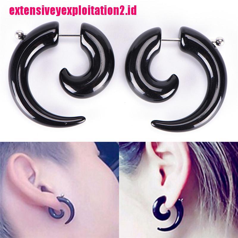 &lt; E2id &amp; &gt; Anting Tusuk Gaya Gothic Punk Bentuk Siput Hitam Bahan Akrilik Untuk Unisex / Pria / Wanita