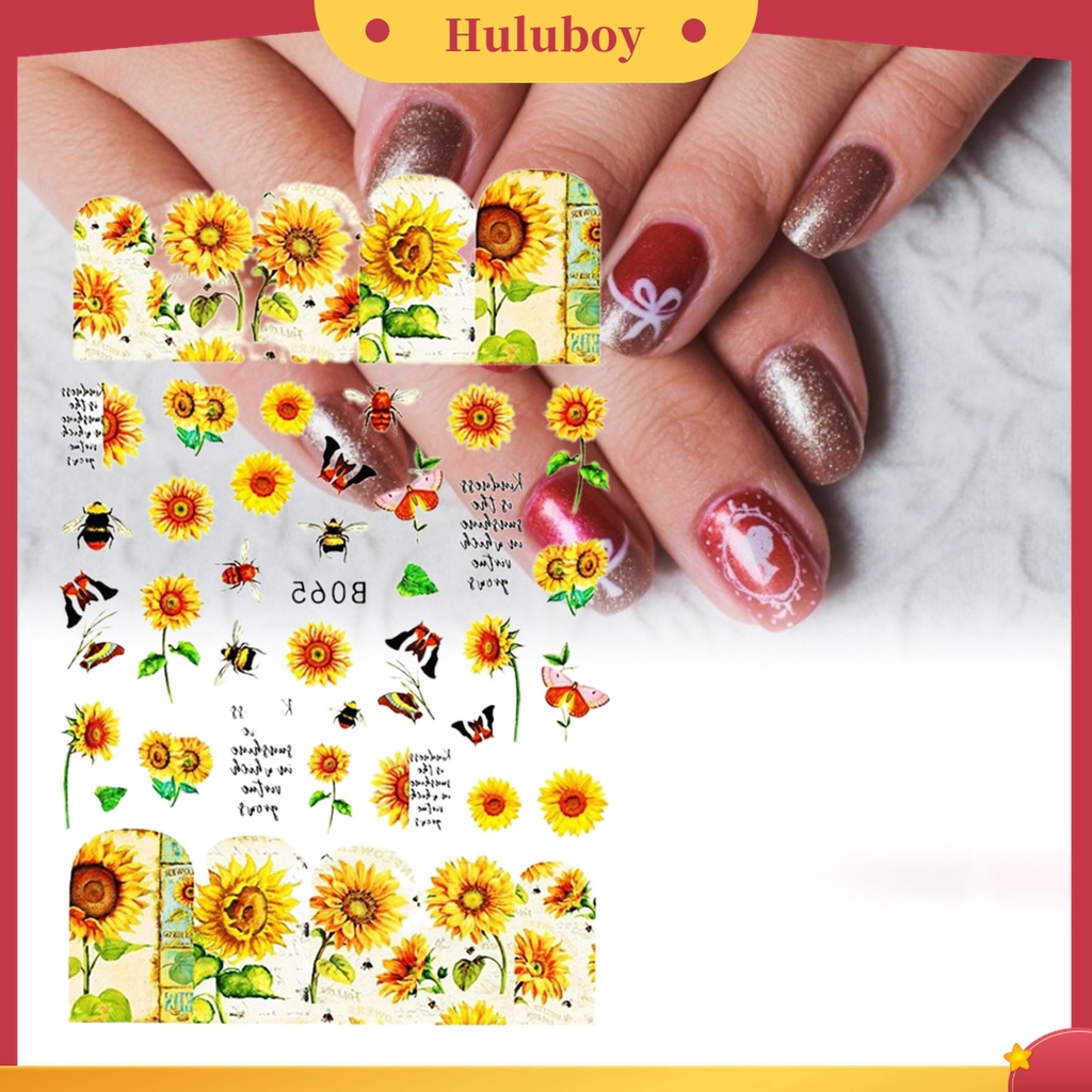 Huluboy Huluboy♡ 12pcs / Set Stiker Kuku Bentuk Bunga Matahari Untuk Nail Art Wanita