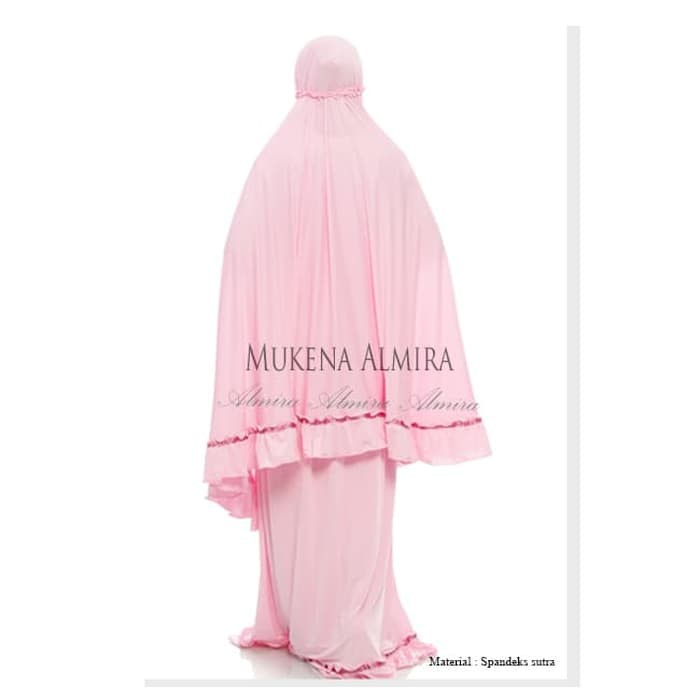 Mukena Putih Polos Almira Spandek Sutra Dewasa - Merah Muda  Kd125