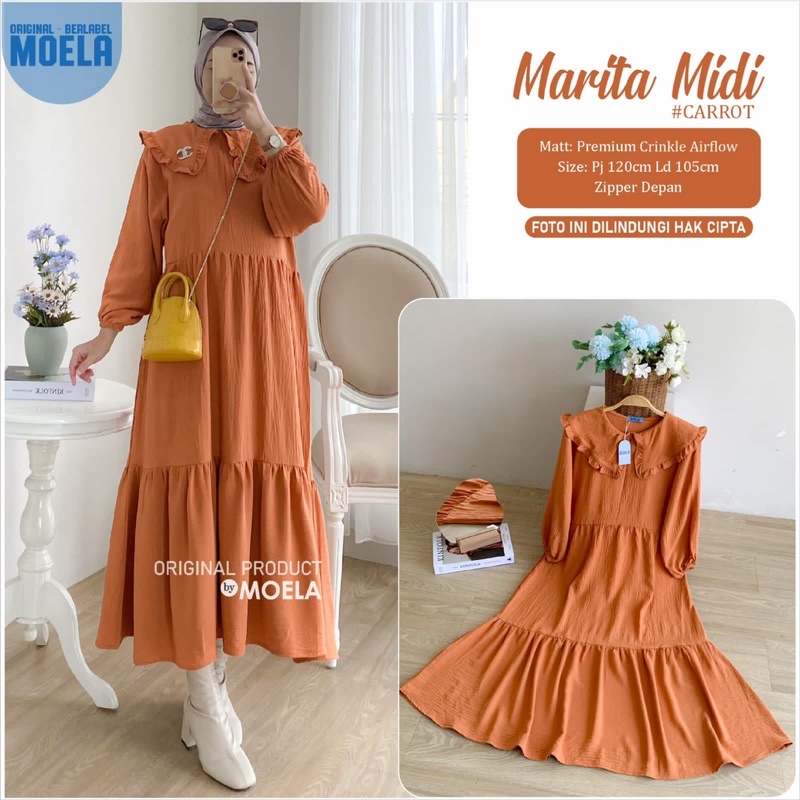 MARITA MIDI DRESS ORIGINAL BY MOELA ( bisa cod )