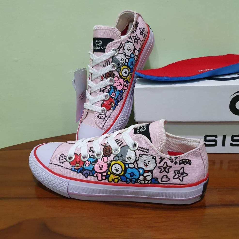 Y-OYI} ☎} SEPATU ANAK PEREMPUAN SNEAKERS KARAKTER BTS USIA 4,5,6,7,8,9,10 TAHUN SEPATU ANAK SEKOLAH 