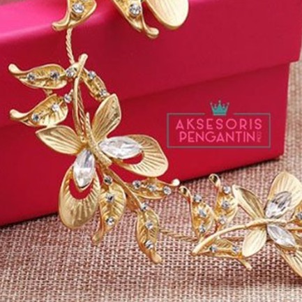 [SIAP KIRIM] AKSESORIS PENGANTIN TIARA WEDDING MAHKOTA BRIDAL HAIRBAND GOLD TRE011