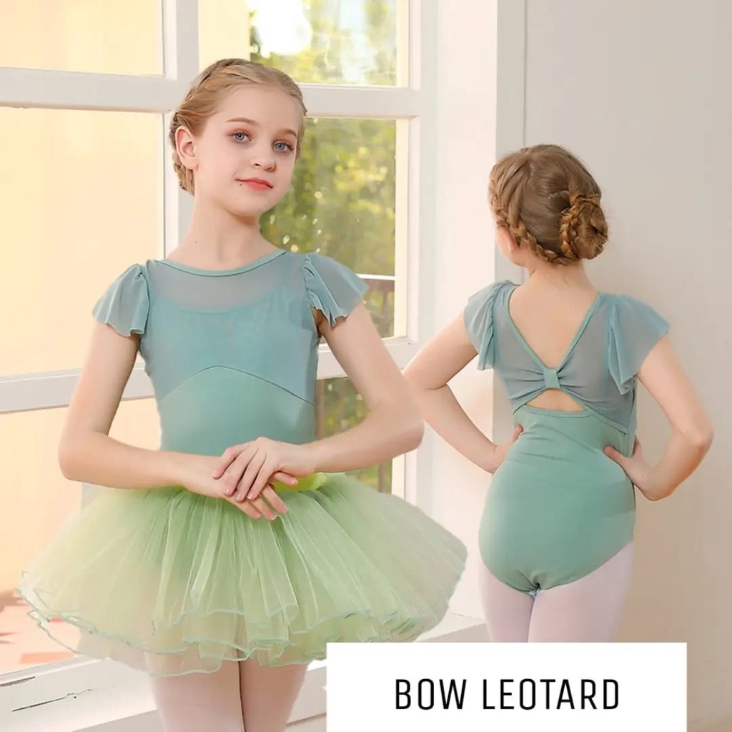 BAJUKIDDIE BOW LEOTARD BAJU BALET BALLERINA GYMNASTIC SENAM ANAK REMAJA CEWEK IMPOR ADEM NYAMAN