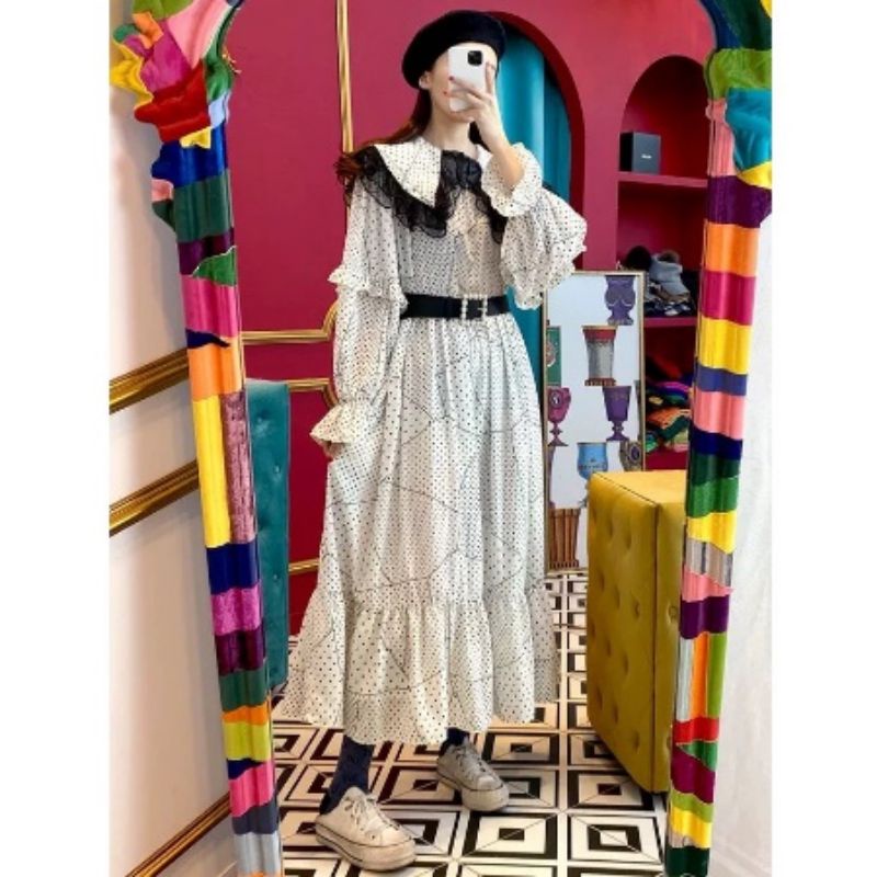 MDLV ~ 42500 YURIKO BABYDOLL DRESS KOREA LONG DRESS BIGSIZE DRESS PREMIUM FASHION IMPORT