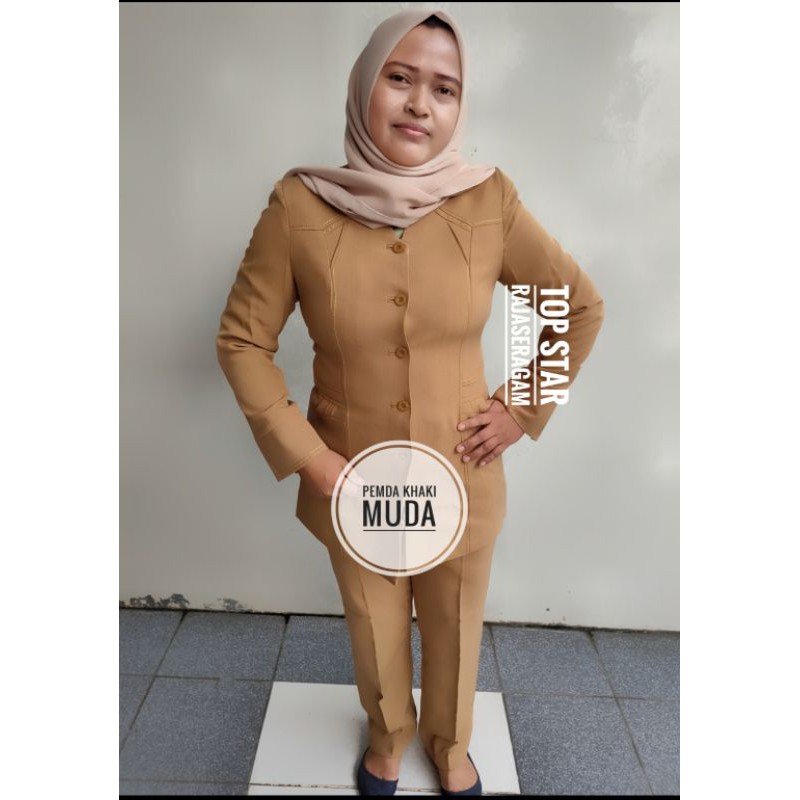 Baju Seragam Blazer Pemda Khaki Keki Coklat PNS ASN + ROK / CELANA