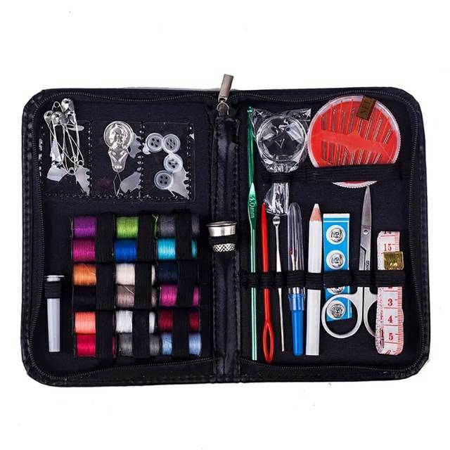 Paket menjahit lengkap/portable travel sewing box 44pcs/set