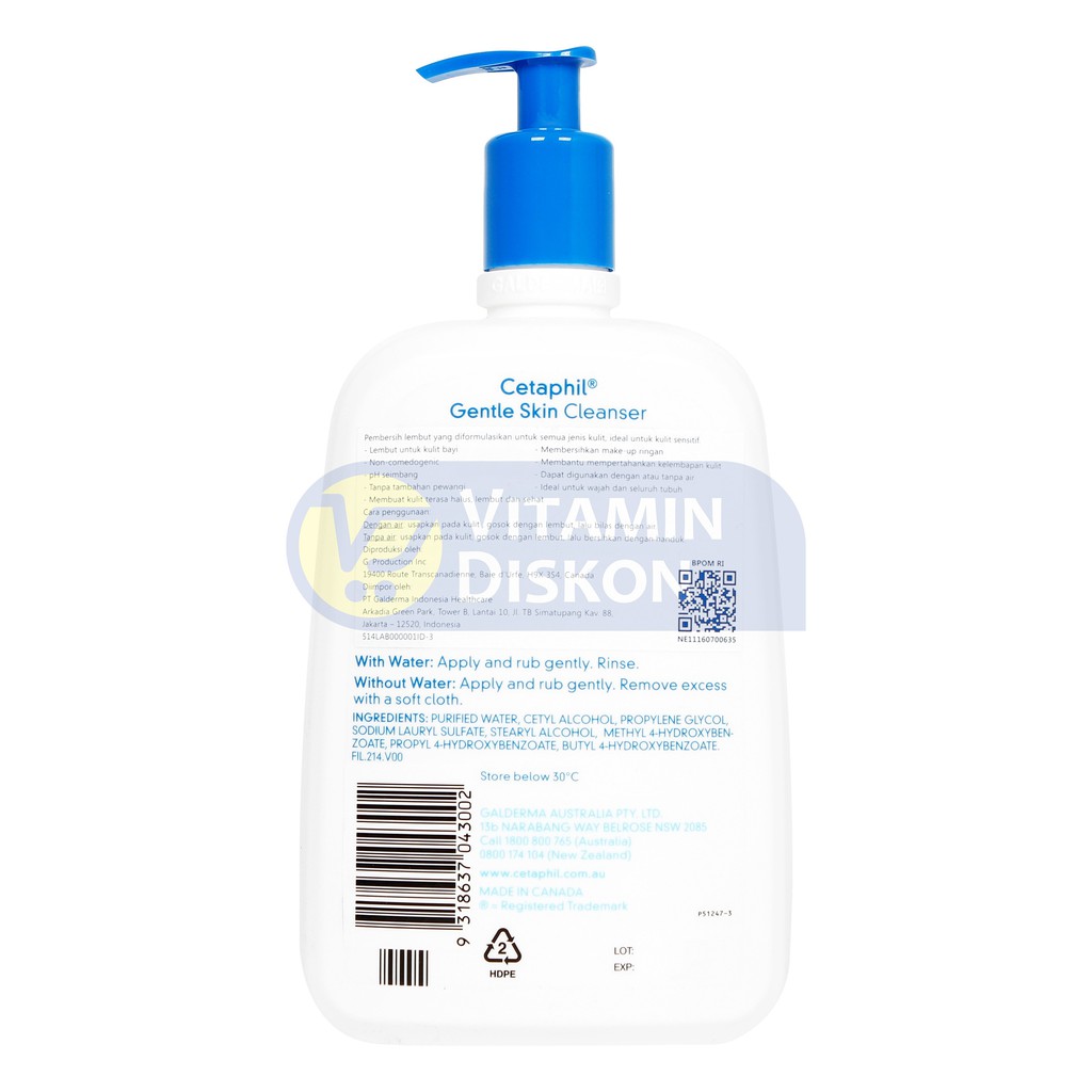 Cetaphil Gentle Skin Cleanser 1000 Ml |Pembersih Kulit Wajah Tanpa Sabun Untuk Kulit Normal&Sensitif-2