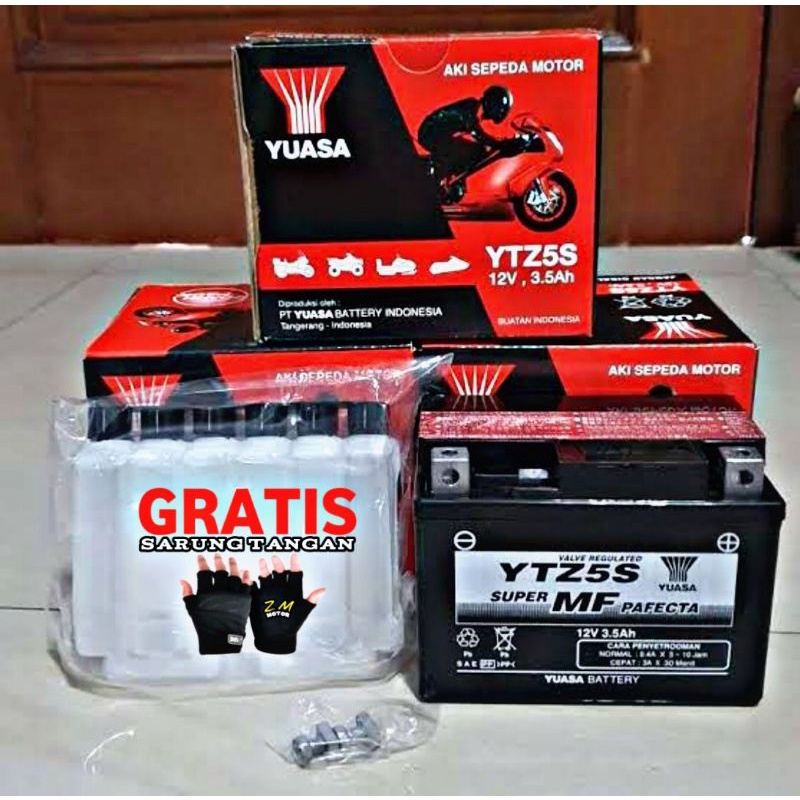 Aki Kering YUASA YTZ5S Motor Karisma Blade Vario Beat CS1 Xeon X-ride Vixion Byson accu 12v 3.5a