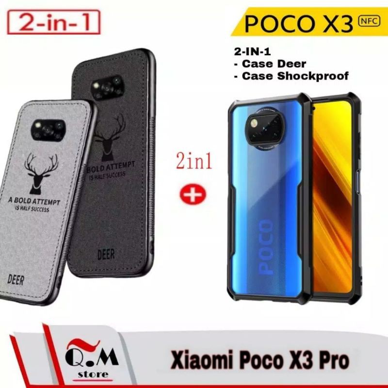 PROMO Case Xiaomi Poco X3 Pro / POco X3 Poco X3 NFC Case Deer Plus Case ShockProof Transparan 2-IN-1