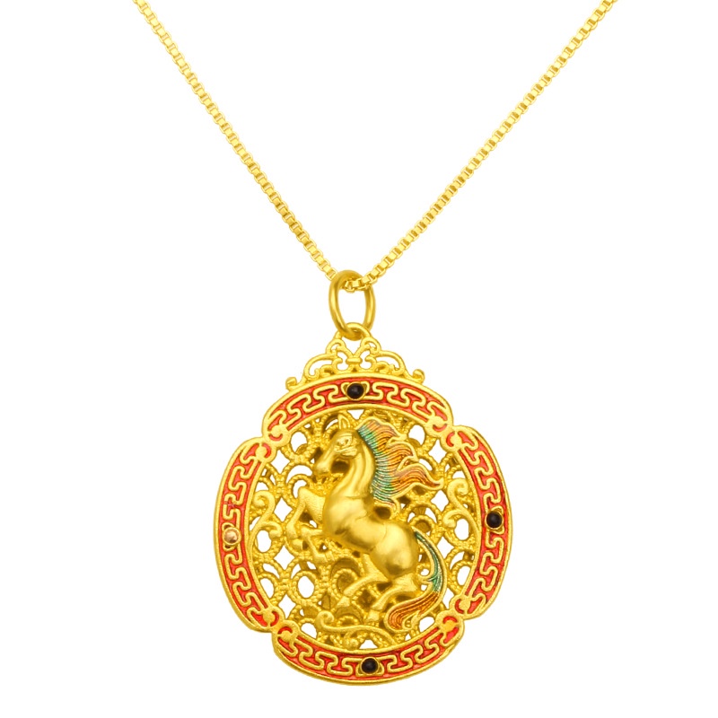 2021 Kalung Rantai Emas Asli Kadar 375 Dengan Liontin Zodiak 3D Untuk Pria / Wanita