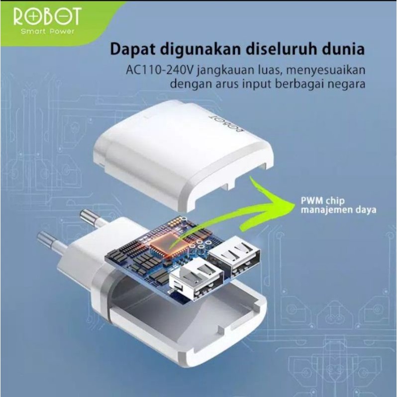 Charger Hp Robot RT-K9 Fast Charging Kabel Micro Original Casan Quick Charge - Garansi 1tahun