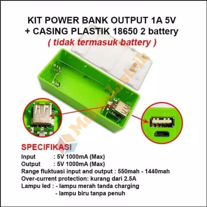 DIY Power Bank PB 2x 18650 Baterai Vape Kotak Box Case 5v