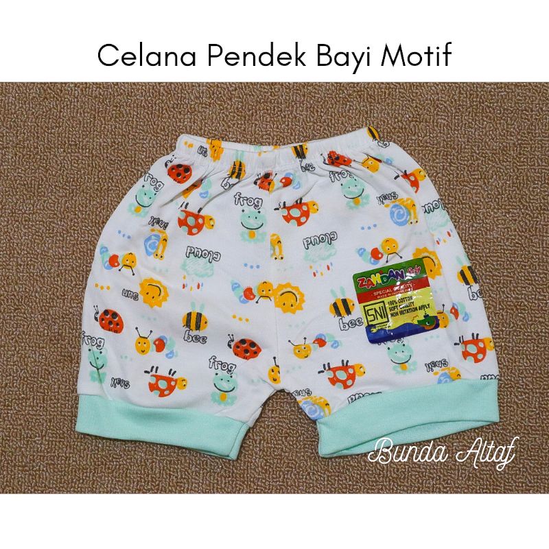 3 pcs Celana Bayi Pendek Motif 0-3 bulan SNI Lembut  [ Bunda Altaf ]