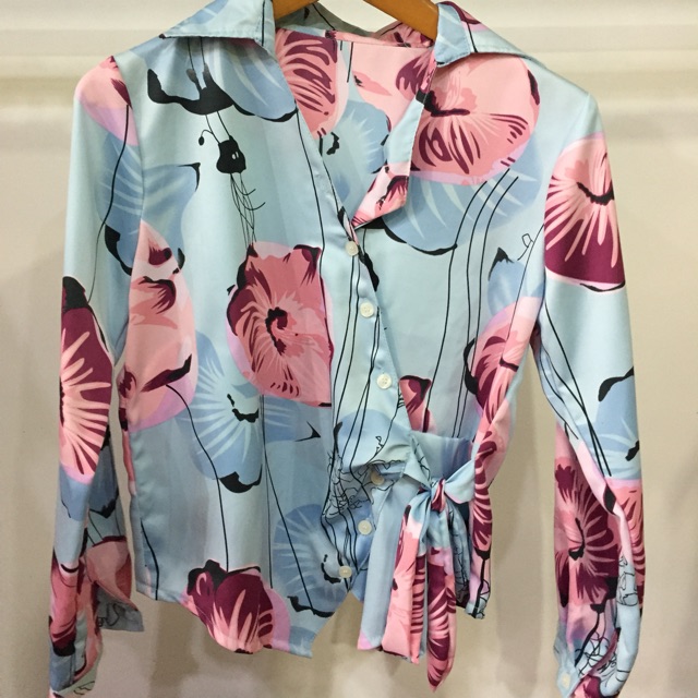 Satin Blouse Floral Motif