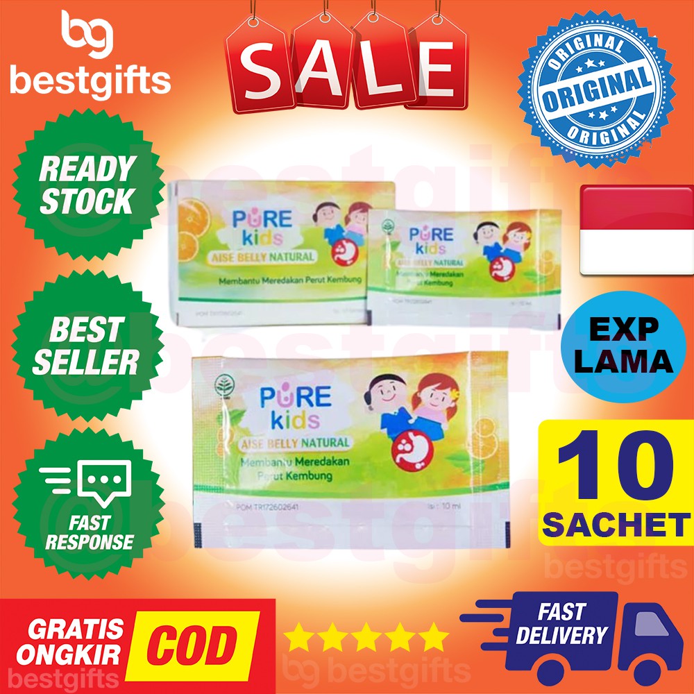 PURE KIDS PUREKIDS AISE BELLY NATURAL ORANGE MINT KEMBUNG MASUK ANGIN ANAK LEWAT SENDAWA 10 SACHET