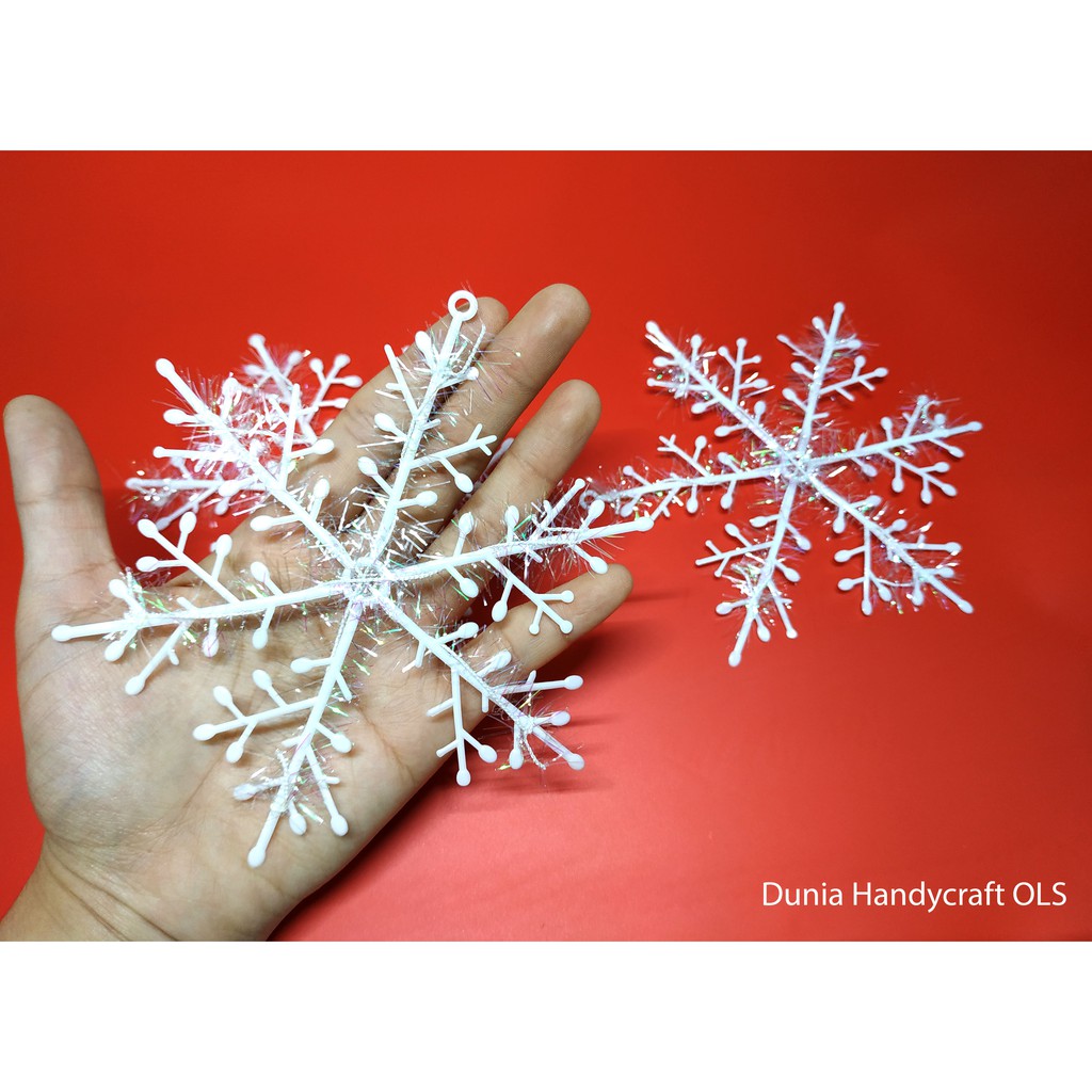 Snowflakes Ukuran M Ornamen Natal Gantungan Pohon Terang