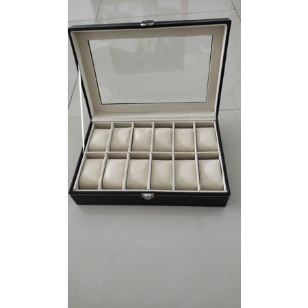 MPro Kotak Jam Tangan Isi 12 10 SLOT Watch Organizer Tempat Penyimpanan Aksesoris Arloji Bahan Kulit PU j