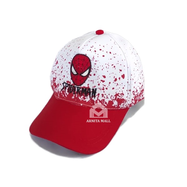 Topi anak laki laki superhero spiderman superman batman / topi anak laki laki 3-10 tahun-SM Bercak PutihMerah