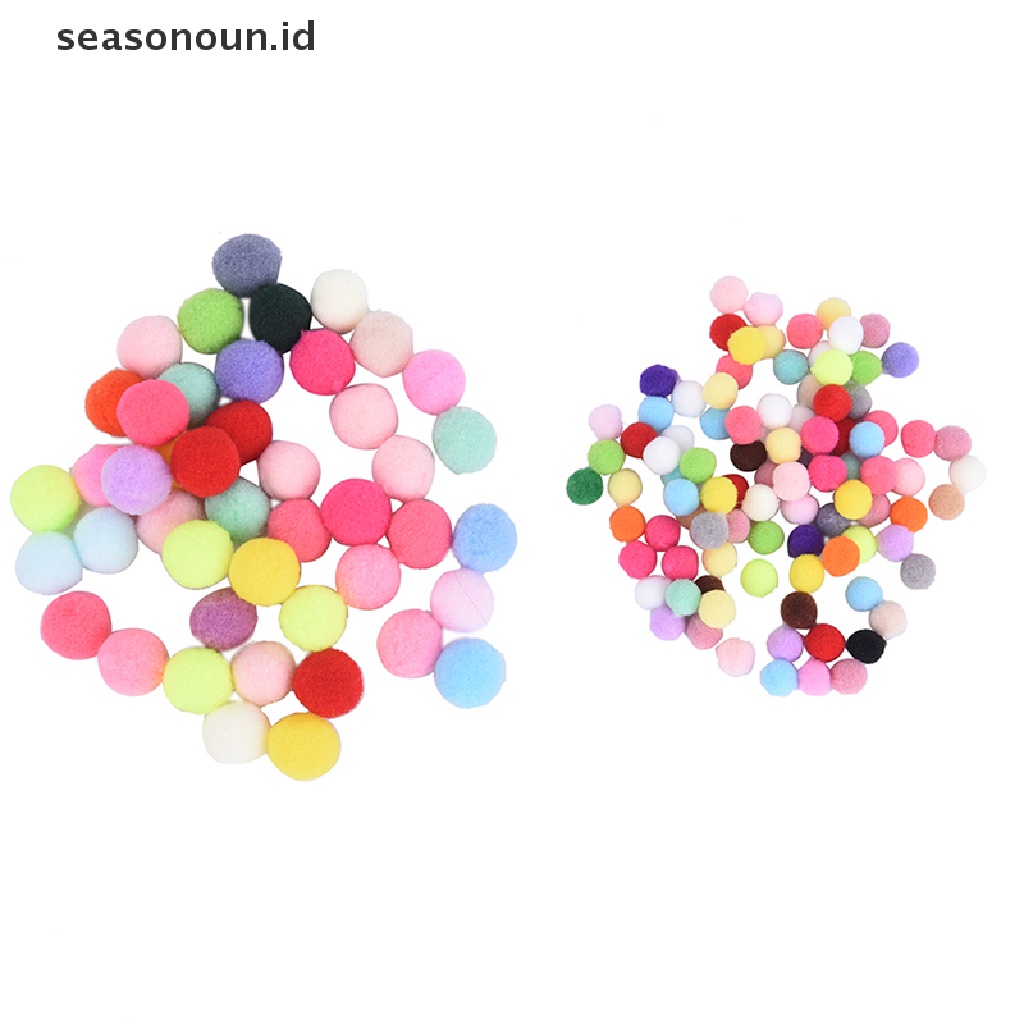 100 Pcs Bola Pom Poms Warna-Warni Ukuran 10mm 20mm Untuk Kerajinan Tangan