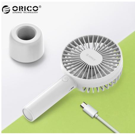 Fan mini handheld orico rechargable 2000mah portable with stand holder fh1 - Kipas angin tangan genggam