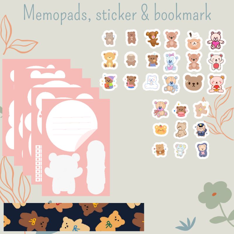 Memopads, Bookmarks Sticker Bears