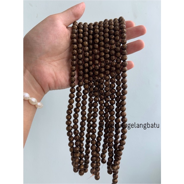 spacer resin bakar bola 8mm bahan craft gelang kalung beads cokelat