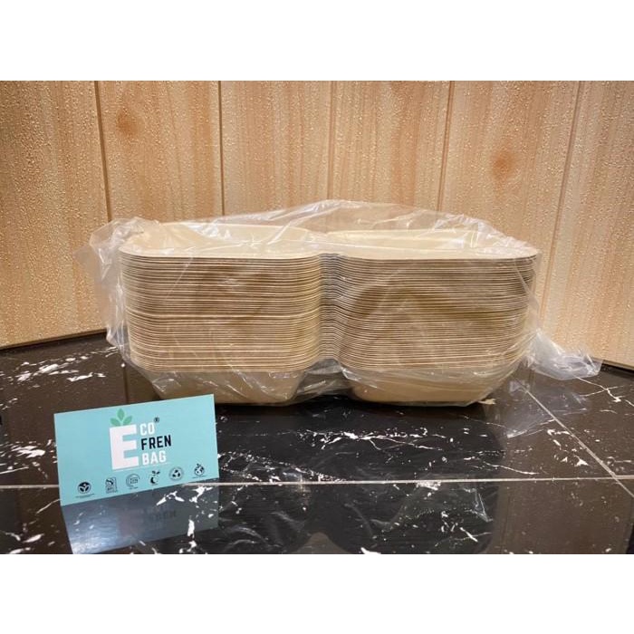 

Bagasse Burger Box Lunch Box Kotak Tart Mini 450 Ml/ 6" Takeaway Box 054