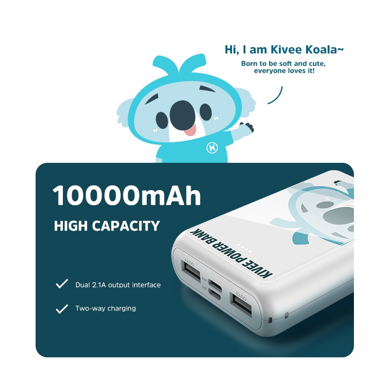 KIVEE PowerBank 10000mah fast charging USBx2 power Bank Xiaomi Oppo Vivo Samsung