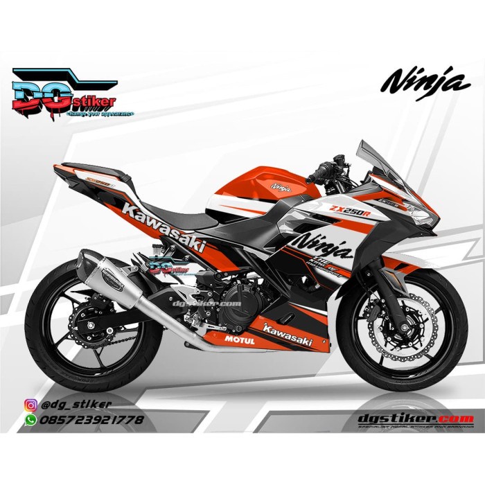 Decal Sticker Ninja 250 R FI Racing Line Orange DG Stiker