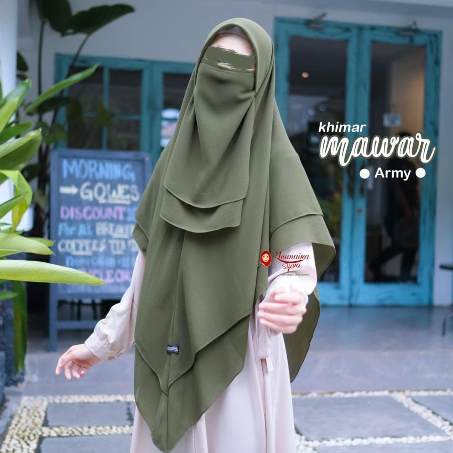 Khimar Instan Mawar 2 layer Free Cadar Tali