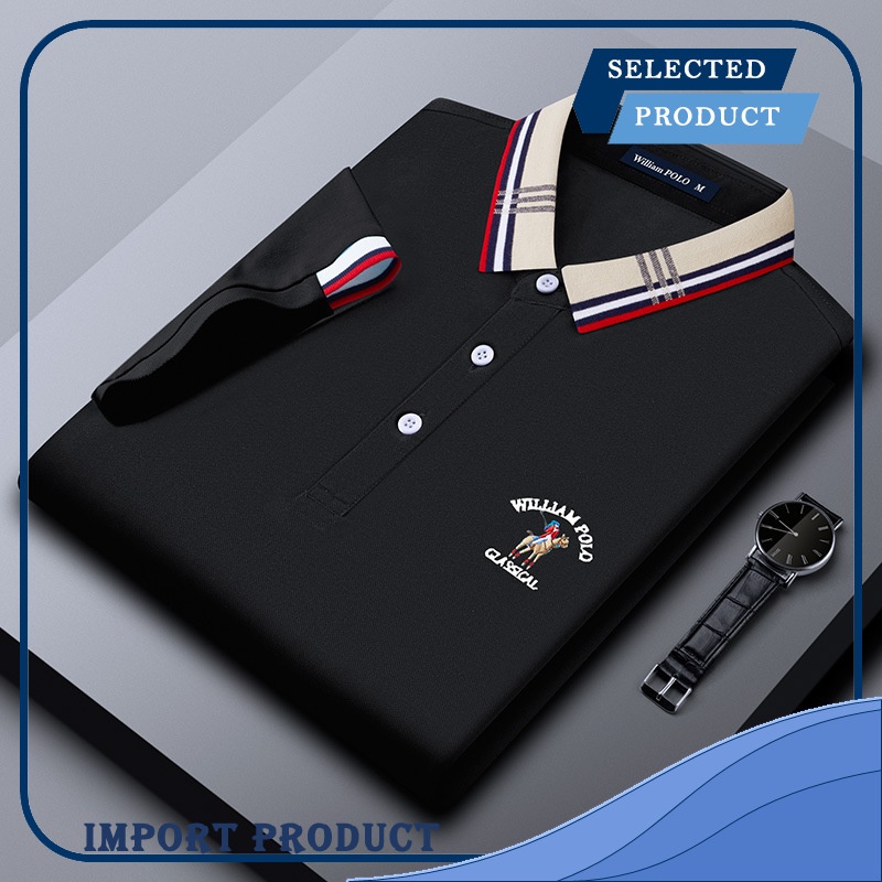 Williampolo men's summer new polo shirt casual sports thin short sleeve polo shirt bottomed shirt