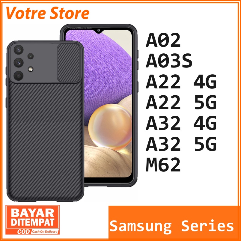 Case Samsung A12 M12 A02 A03s A22 4G A22 5G A32 4G A32 5G M62  Privasi Penutup Belakang Slide Cover 