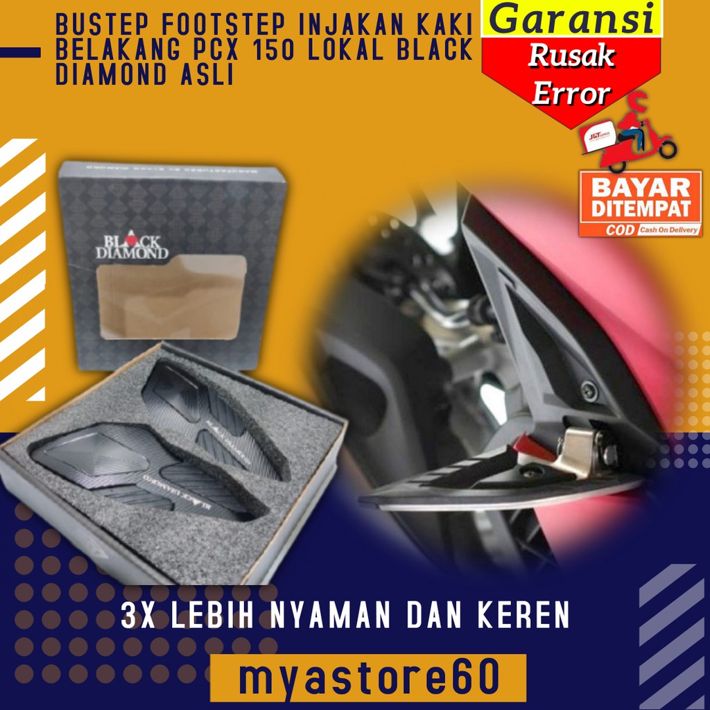 BUSTEP FOOTSTEP INJAKAN PIJAKAN PEDAL KAKI BELAKANG HONDA PCX 150 LOKAL BLACK DIAMOND ASLI VARIASI