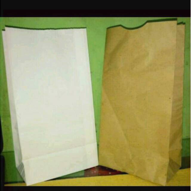 

Paper Bag Stand / SOS Bag /Bungkus Roti (pembungkus Makanan) ukuran 12.5x24+8cm, Coklat dan Putih