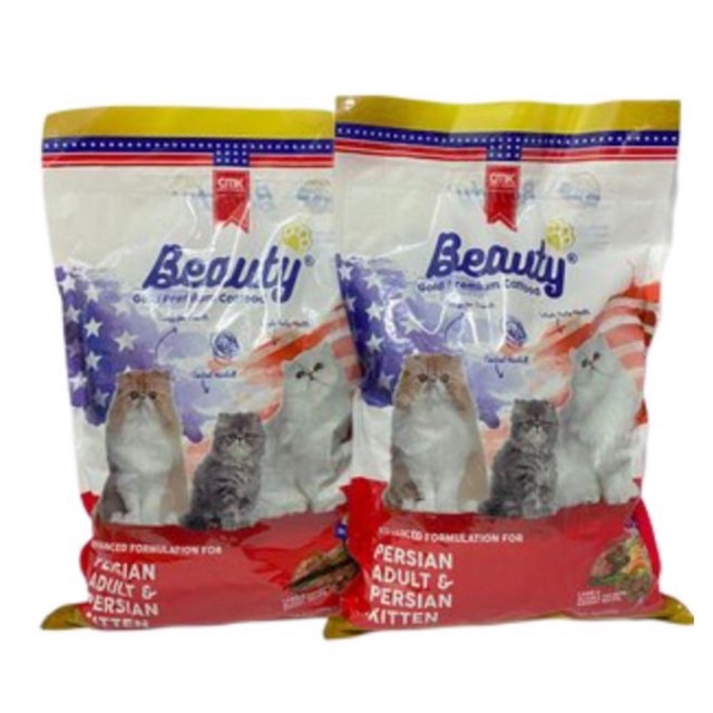 MAKANAN KUCING BEAUTY PREMIUM DRY CATFOOD KITTEN &amp; ADULT GOLD REPACK 1KG 800