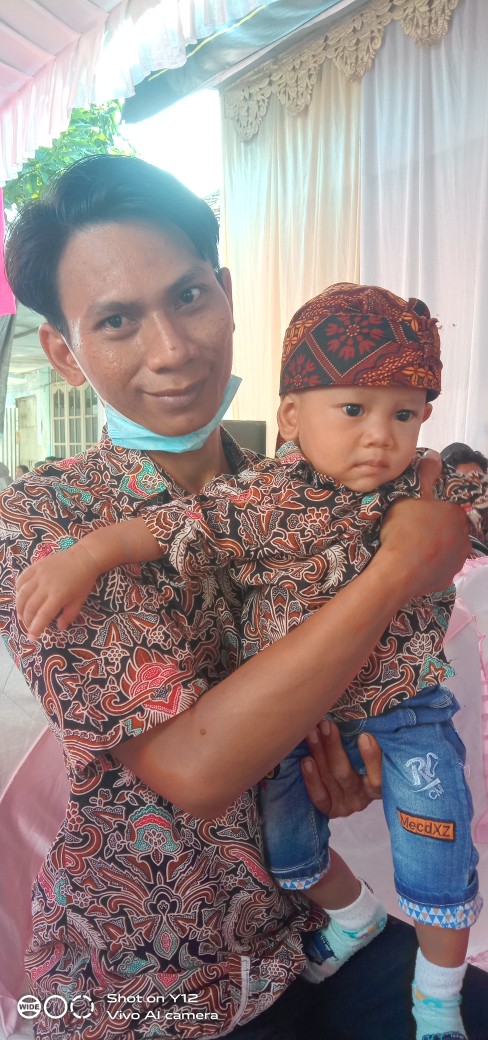 Couple Ayah Dan Anak Batik Cerbon Krem Mocca