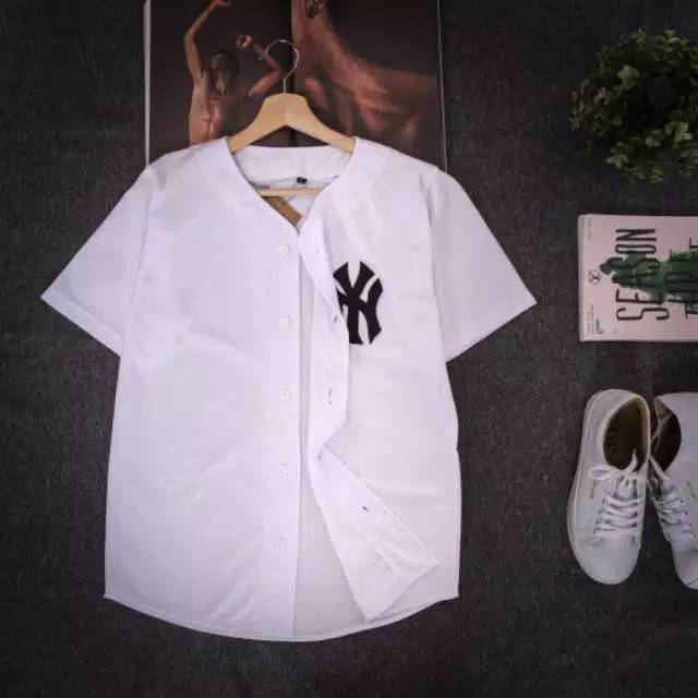 Baju baseball Jersey baseball Pria Wanita NY putih terlaris