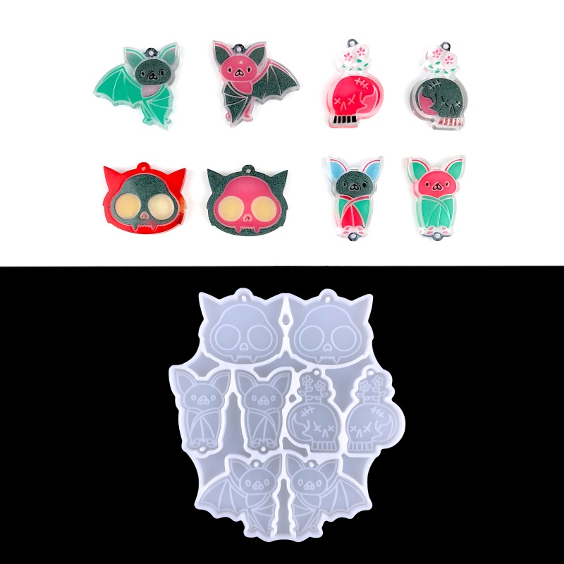 Siy Cetakan Resin Epoksi Bahan Silikon Desain Tema Halloween Dengan Lubang Untuk Anting Wanita