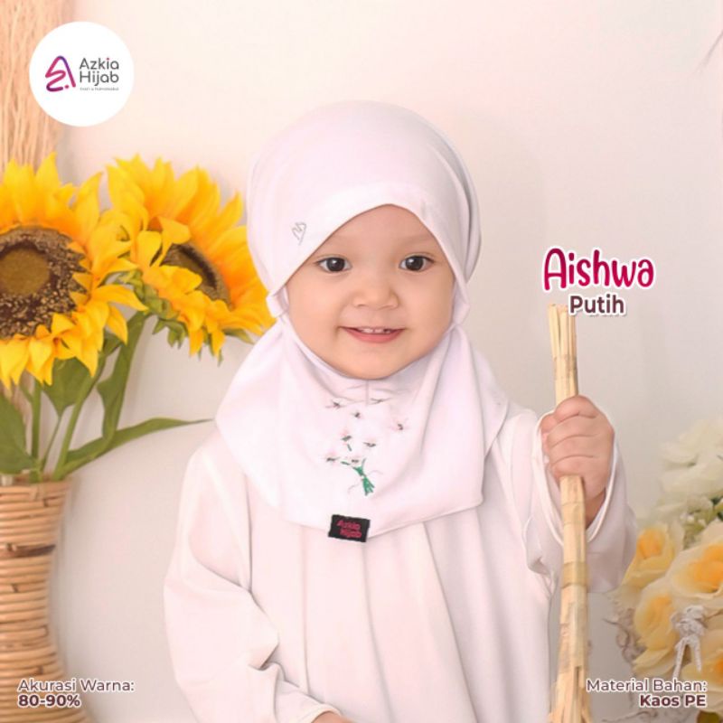 Aishwa || size SS (size 1) jilbab anak / bayi || usia 0 bulan - 6 bulan new azkia hijab-Putih
