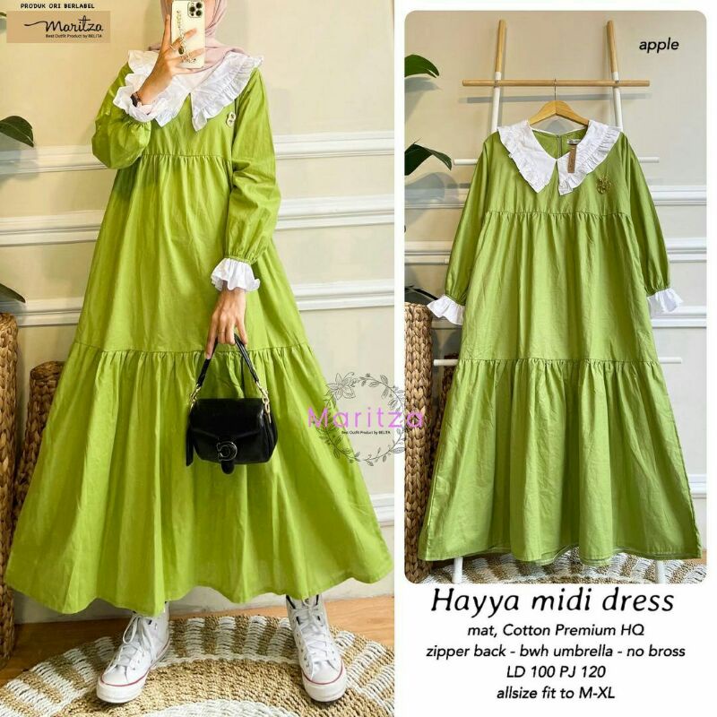 promo hayya midi dress catton poplin premium